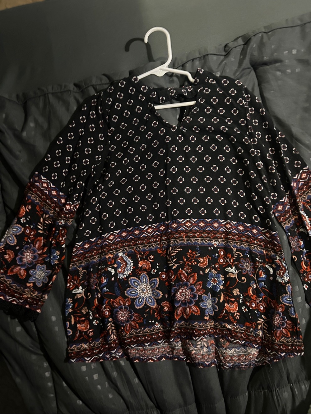 Arizona Jean Company Girls Boho Floral Border Blouse Size 7/8